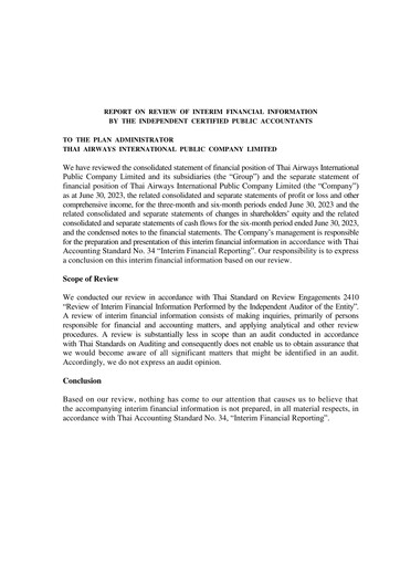 Thumbnail Thai Airways International
 Quarterly Report 2023-q2