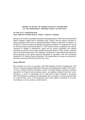 Thumbnail Thai Airways International
 Quarterly Report 2025-q1