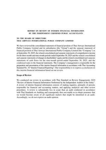 Thumbnail Thai Airways International
 Quarterly Report 2025-q3