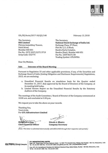 Miniature GTL Infrastructure Rapport trimestriel 2017-q3