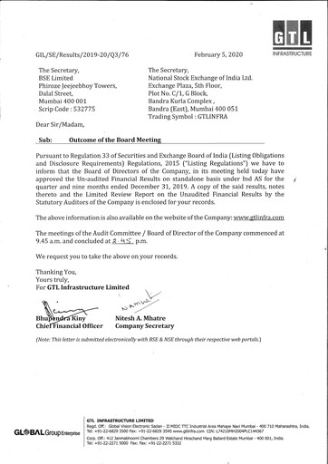 Miniature GTL Infrastructure Rapport trimestriel 2019-q3