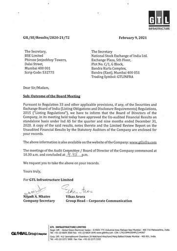 Miniature GTL Infrastructure Rapport trimestriel 2020-q3