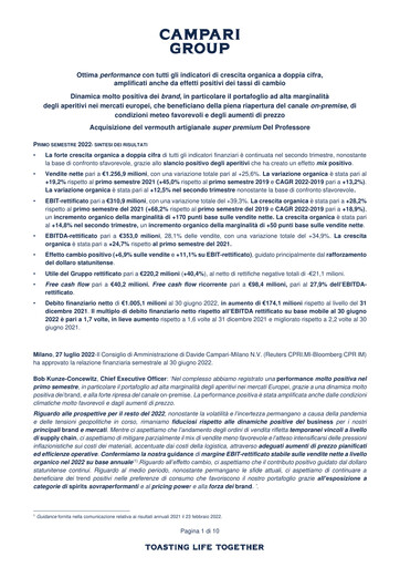 Thumbnail Davide Campari-Milano Half-year Report 2022-h1