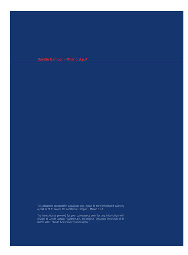 Thumbnail Davide Campari-Milano Quarterly Report 2003-q1
