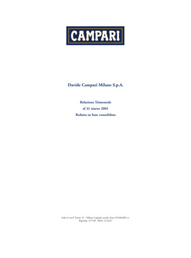 Thumbnail Davide Campari-Milano Quarterly Report 2001-q1