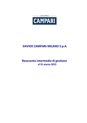 Thumbnail Davide Campari-Milano Quarterly Report 2015-q1