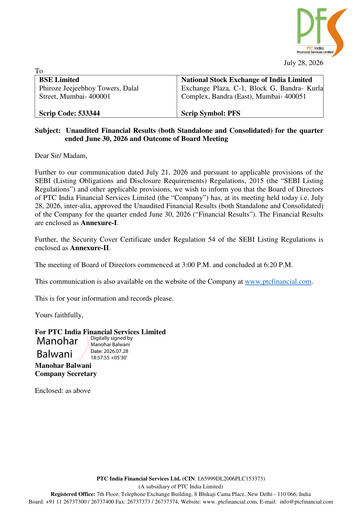 Thumbnail PTC Financial Services Quarterly Report 2026-q1