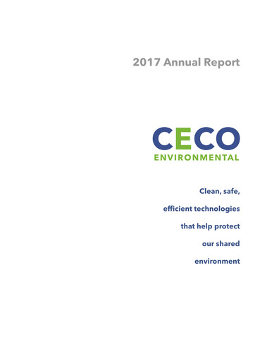 Thumbnail CECO Environmental
 Annual Report 2017