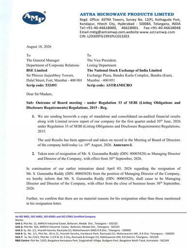 Thumbnail Astra Microwave Quarterly Report 2026-q1