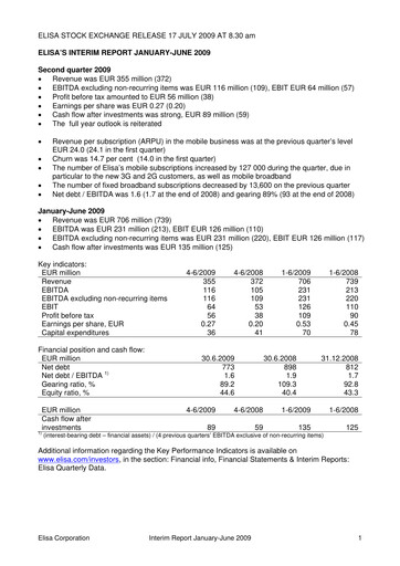 Vorschaubild Elisa
 Halbjahresbericht 2009-h1