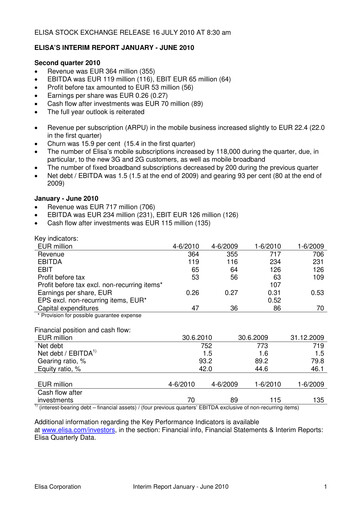 Vorschaubild Elisa
 Halbjahresbericht 2010-h1