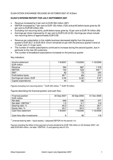 Vorschaubild Elisa
 Quartalsbericht 2007-q3