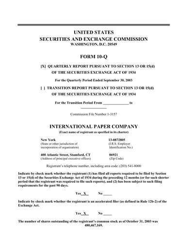 Thumbnail International Paper
 Quarterly Report 2003-q3