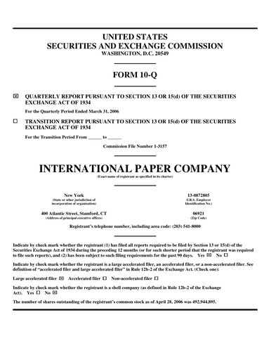 Thumbnail International Paper
 Quarterly Report 2006-q1