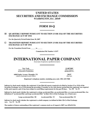 Thumbnail International Paper
 Quarterly Report 2007-q2