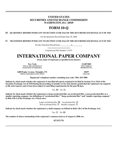 Thumbnail International Paper
 Quarterly Report 2008-q2
