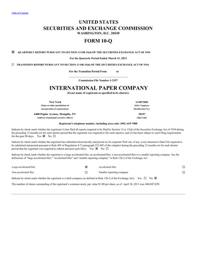 Thumbnail International Paper
 Quarterly Report 2013-q1