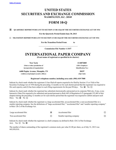 Thumbnail International Paper
 Quarterly Report 2013-q2