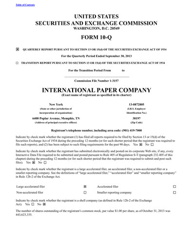 Thumbnail International Paper
 Quarterly Report 2013-q3