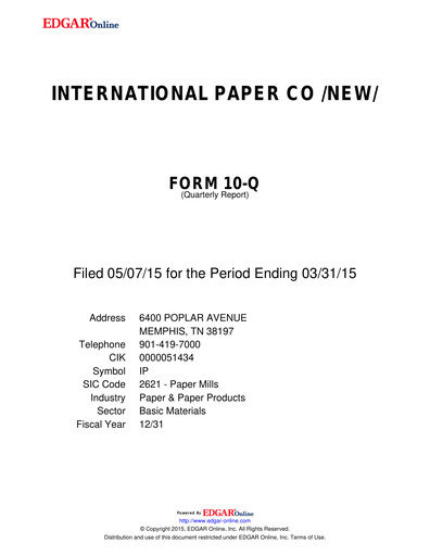 Thumbnail International Paper
 Quarterly Report 2015-q1
