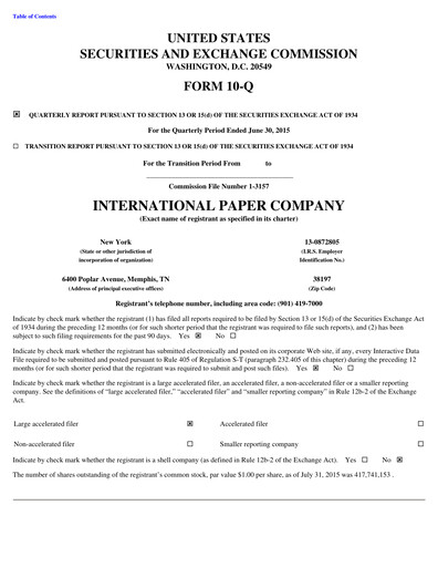 Thumbnail International Paper
 Quarterly Report 2015-q2