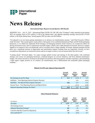 Thumbnail International Paper
 Quarterly Report 2025-q2