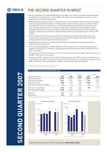 Thumbnail Orkla Quarterly Report 2007-q2