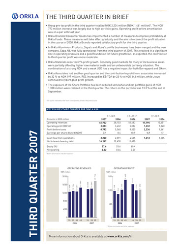Thumbnail Orkla Quarterly Report 2007-q3