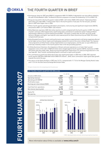 Thumbnail Orkla Quarterly Report 2007-q4