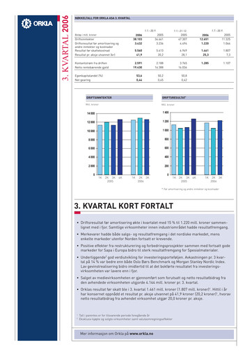 Thumbnail Orkla Quarterly Report 2006-q3