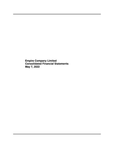 Thumbnail Empire Company Financial Statement 2022