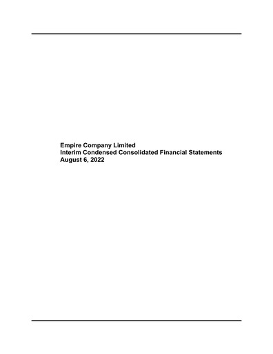 Thumbnail Empire Company Financial Statement 2023-q1