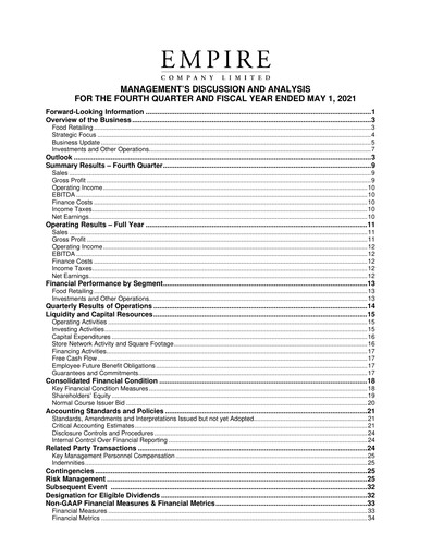 Thumbnail Empire Company Quarterly Report 2021-q4