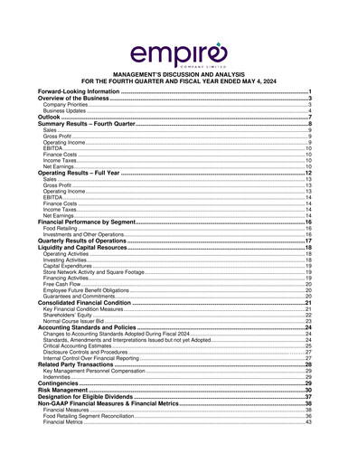 Thumbnail Empire Company Quarterly Report 2024-q4
