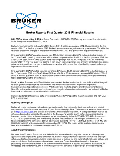 Thumbnail Bruker Quarterly Report 2018-q1