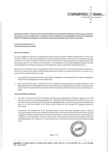 Thumbnail Reliance Infrastructure
 Financial Statement 2023-2024