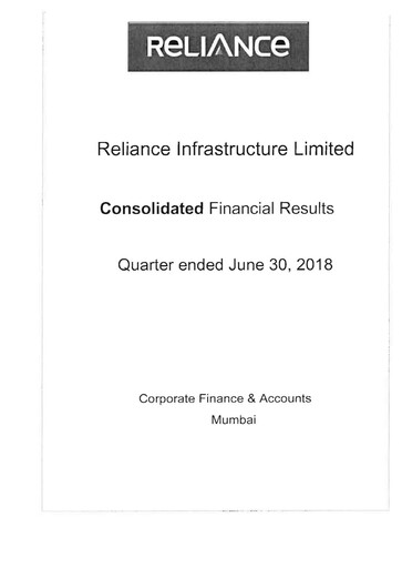 Thumbnail Reliance Infrastructure
 Quarterly Report 2018-q1