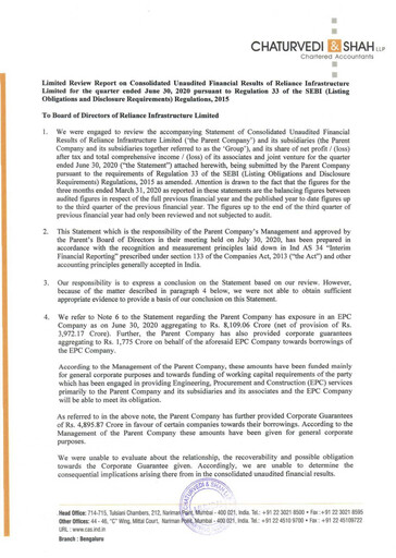 Thumbnail Reliance Infrastructure
 Quarterly Report 2020-q1