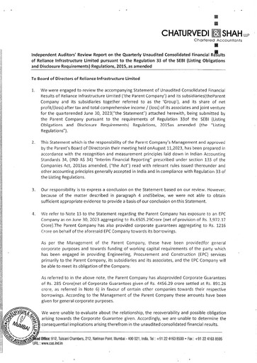 Thumbnail Reliance Infrastructure
 Quarterly Report 2023-q1