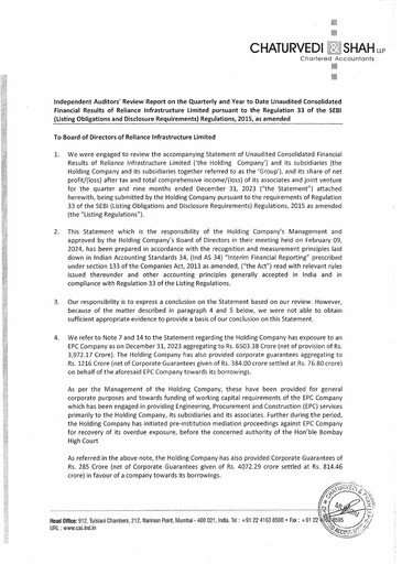 Thumbnail Reliance Infrastructure
 Quarterly Report 2023-q3