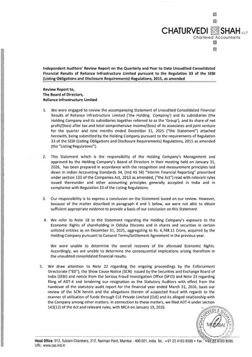 Thumbnail Reliance Infrastructure
 Quarterly Report 2025-q3