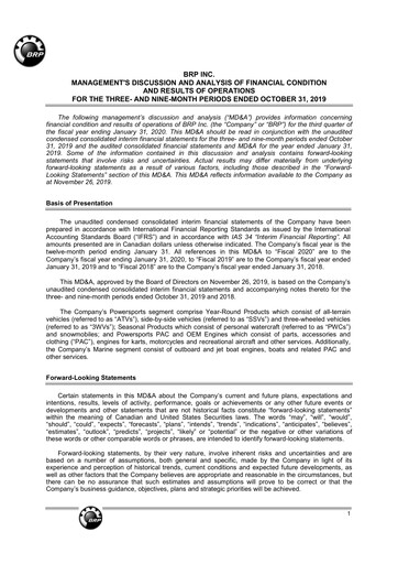 Vorschaubild BRP (Bombardier Recreational Products) Quartalsbericht 2020-q3