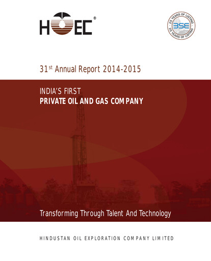Thumbnail Hindustan Oil Exploration Company Annual Report 2014-2015