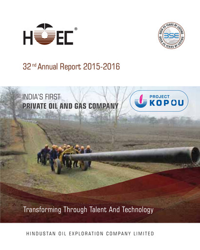 Thumbnail Hindustan Oil Exploration Company Annual Report 2015-2016