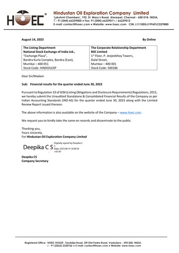 Thumbnail Hindustan Oil Exploration Company Quarterly Report 2023-q1