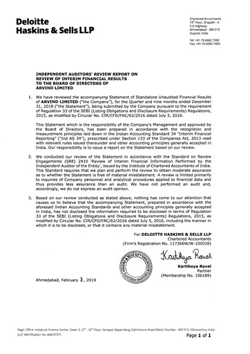 Miniature Arvind
 Rapport trimestriel 2018-q3