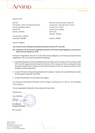 Miniature Arvind
 Rapport trimestriel 2021-q1