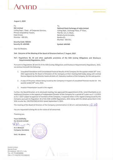 Miniature Arvind
 Rapport trimestriel 2022-q1