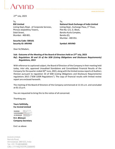 Miniature Arvind
 Rapport trimestriel 2023-q1