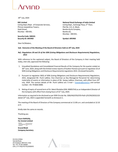 Miniature Arvind
 Rapport trimestriel 2024-q1